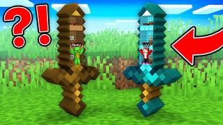 JJ and Mikey Found House inside BIG SWORDS : DIAMOND vs WOOD in Minecraft Maizen!