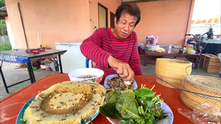 ลาบเป็ดแกล้มใบขนุนทอด!!ตบท้ายด้วยรั้งมิ้นใหญ่หัวน้ำหวานโตๆ