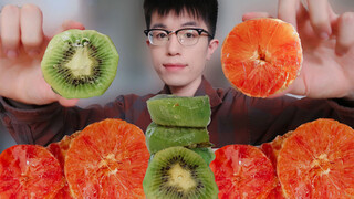 [ASMR]|Thưởng thức vị đá mát lạnh -Kiwi + Cam đỏ