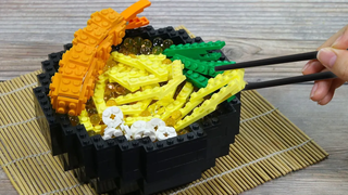 กินเลโก้กุ้งราเมนในชีวิตจริง - Mukbang Japanese Lego Food/ Stop Motion Cooking & ASMR