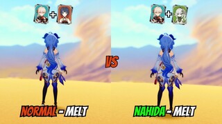 Normal melt vs Nahida melt Ganyu Damage Comparison {Genshin Impact}