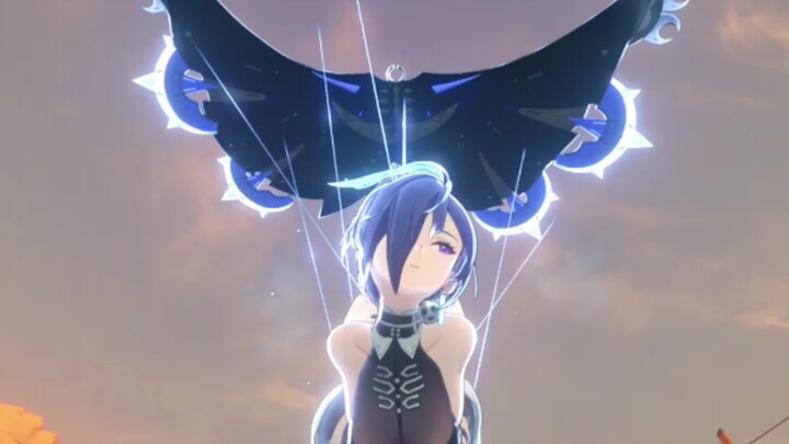 Only in slow motion can you clearly see how Promia sheds her cape in battle.