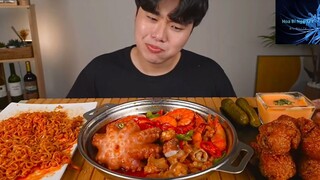 Mukbang bạch tuộc sốt cay siêu ngon phần 3 #anngon