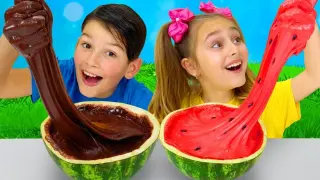 Sasha and Watermelon Slime Challenge