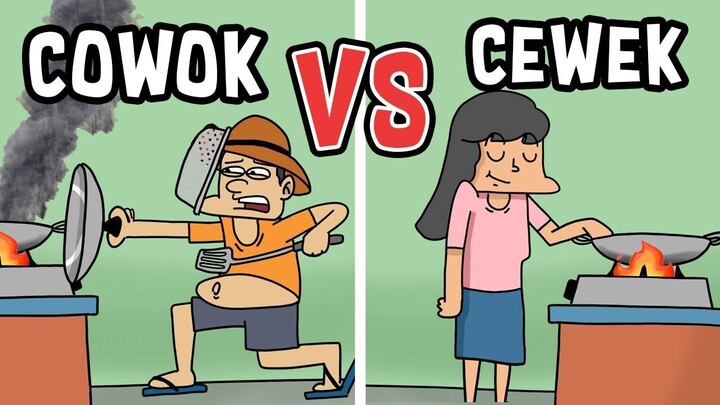 CEWEK VS COWOK Saat MASAK  Kartun Acing Lucu