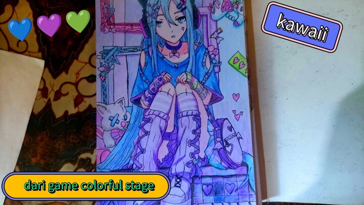 menggambar carakter dari game colorful stage🩷  coba tebak nama carakter yang sanya gambar! 💕