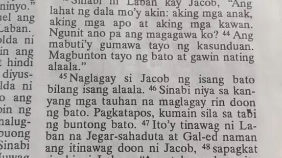 Pang Araw Araw na Talata.                           Genesis 31:45-49