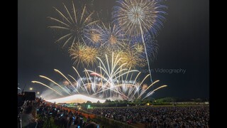 [4K]常総きぬ川花火大会 2019 オープニング花火 ナイアガラ富士200m付ミュージックスターマイン Joso Kinugawa Fireworks Festival