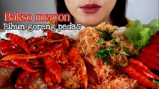 ASMR BAKSO MERCON + BIHUN GORENG PEDAS | ASMR MUKBANG INDONESIA