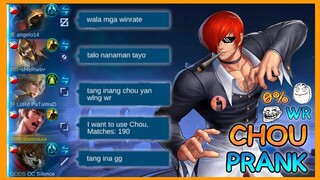 CHOU PRANK! 190 MATCHES NO WIN RATE! [MYTHIC TIER] (MATATALO DAW HAHAHAHA) • Chou Gameplay #11