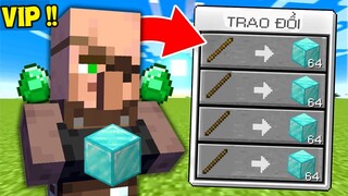 MINECRAFT TRAO ĐỔI 1 CÂY QUE THÀNH 64 KIM CƯƠNG VỚI DÂN LÀNG VIP !! *GAME LÀ DỄ*