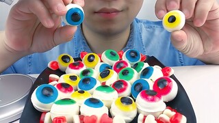 [Mukbang] Ăn kẹo dẻo QQ và kẹo QQ lạnh hình con mắt đầy sắc màu