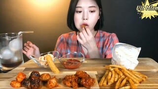 Hamburger, gà viên chiên sốt đủ vị, khoai chiên 4 #amthuc