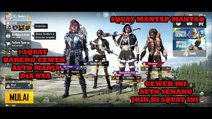 PUBG MOBILE - 1 TEAM SAMA CEWEK , AUTO DI MANJA !!!