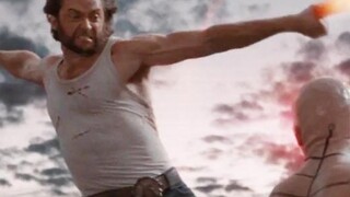 Cakar Wolverine terbakar oleh sinar merah, tapi dia masih bisa memenggal kepala Deadpool. Keren bang