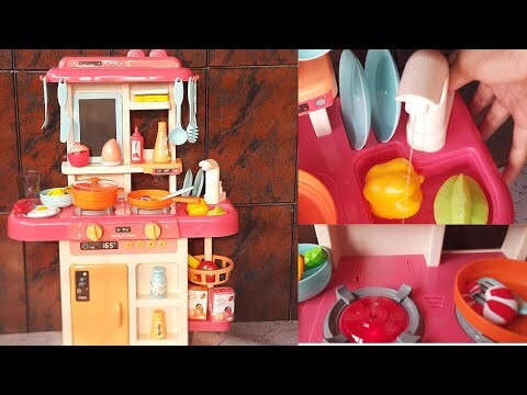 Unboxing Kitchen Set with Steam,Water,Lights and Sound Toy Kitchen Set Kids Kitchen Playset