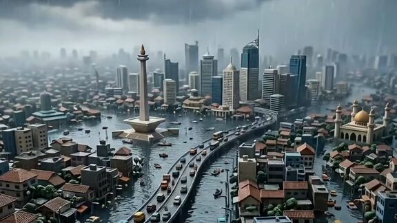 🌊 Jakarta tidak tenggelam dalam semalam… tapi perlahan, sedikit demi sedikit…