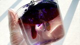 Mewarnai slime bening menjadi ungu