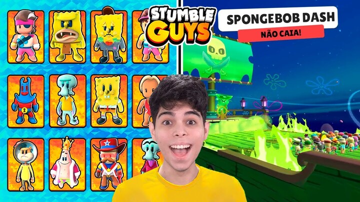 BLOCK DASH DO BOB ESPONJA + SKINS DO BOB ESPONJA ANTIGO NO STUMBLE GUYS!