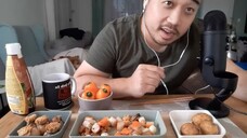 ASMR Eating Takoyaki Squid Balls, Money Bags Dumplings, Seafood Mix & Mini Bell Peppers