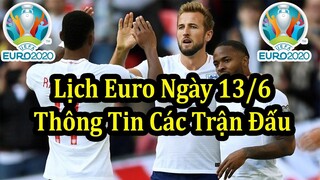 Lịch Thi Đấu VCK Euro 2020 (2021) - Ngày Thi Đấu Thứ 3 13/6 - Thông Tin Các Trận Đấu