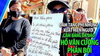 Đám tang ca sĩ Phi Nhung, xuất hiện người bịt mặt cầm bảng "đả đảo Hồ Văn Cường phản bội Phi Nhung"