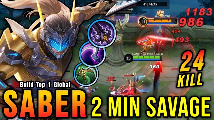 2 Minutes SAVAGE!! You Must Try This Saber Build Insane 25 Kills - Build Top 1 Global Saber ~ MLBB