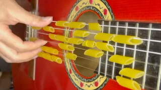 When you put hollow noodles on the guitar strings