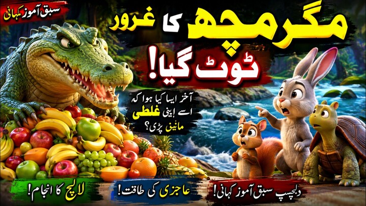 🐊 مگرمچھ کا غرور ٹوٹ گیا! | Crocodile's Greed & The Power of Humility | Urdu Moral Story