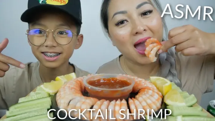 COCKTAIL SHRIMP 🍤 with Cucumbers Mukbang ASMR | N.E Let's Eat