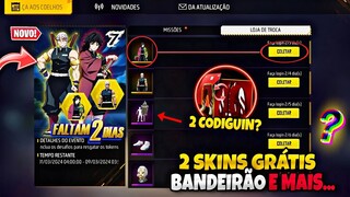 URGENTE!! 2 SKINS DO DEMON SLAYER GRÁTIS, EMOTE BANDEIRÃO? 2 CODIGUIN SANTANDER, NOVIDADES FREE FIRE