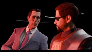 Gman talking to Gordon Freeman meme (Two guy talking at bar)