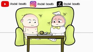 animasi  lucu poci dan tuyul rebutan ayam goreng