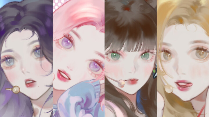 Looking for straight-shot cover images of female idols, but I drew them myself.