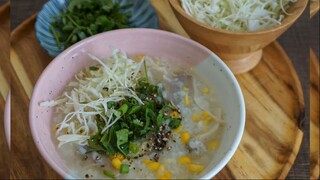 Cháo chay- Cháo bắp nấm bào ngư- Ăn chay cùng Nhi