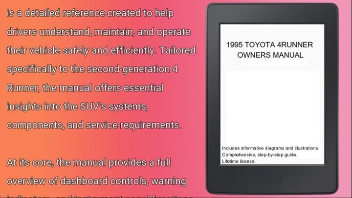 1995 TOYOTA 4RUNNER OWNERS MANUAL