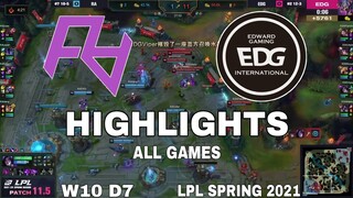 Highlight RA vs EDG All Game LPL Mùa Xuân 2021 LPL Spring 2021 Rare Atom vs Edward Gaming