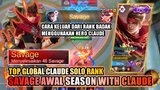 BUILD SOLO RANK TOP GLOBAL CLAUDE! AWAL SEASON AUTO SAVAGE!!! | CLAUDE GAMEPLAY | Mobile Legends