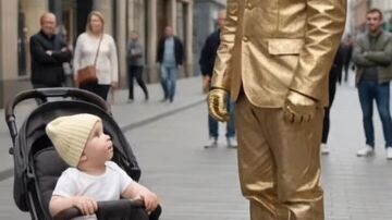 Cute Baby Can See The Gold Man 😱😱😱😱😱😱😱😱😱😱