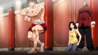 Baki drinks a bucket of sugar water and wants to challenge Yujiro. After many years, Baki is taught 