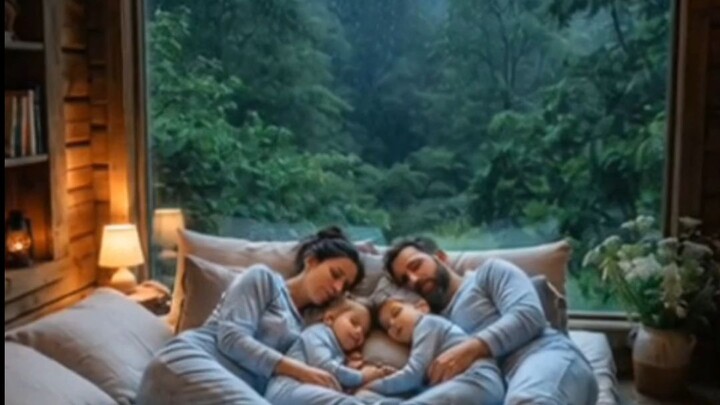 rainy evening, cold air blowing and with peaceful sleep in the cozy room