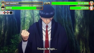 Mash and Dot Barrett VS Silva Iron and Lauren With Healthbars | Mashle : Magic and Muscle