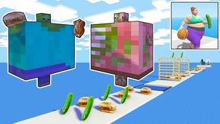 Monster School : Zombie vs Pigman Fat 2 fit Game Challenge - Very Funny Minecraft Animation