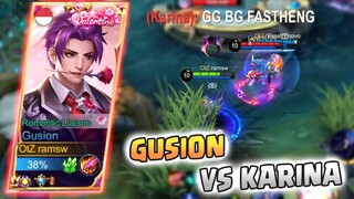 GUSION VS KARINA, AGGRESSIVE GUSION FASTHAND | GUSION GAMEPLAY | MLBB