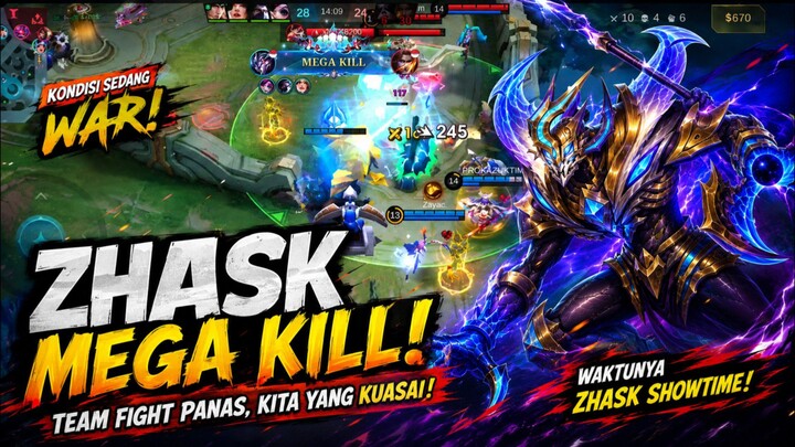 ZHASK AUTO MEGA KILL! 🔥 SEKALI WAR MUSUH LANGSUNG RUNGKAD | Mobile Legends