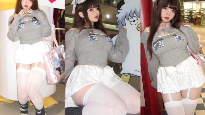 The sweet girl with chubby legs went to Gintama in this way. Flash mob Aru! ☆ Slightly fat outfit VL