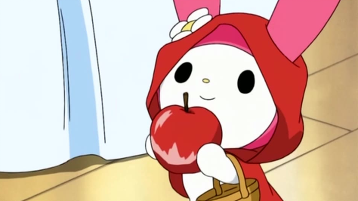 Little Red Riding Hood Melody gave Cinderella the poisoned apple because she was too full