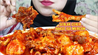 ASMR SEBLAK CEKER BAKSO IGA MERCON SUPER PEDAS | ULUL ASMR MUKBANG INDONESIA