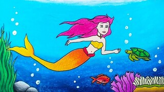 Cara menggambar putri duyung || Cara menggambar mermeid