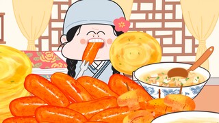 -Empresses in the Palace animation food show｜Baby Jingbai's immersive mushroom soup and fried pancak